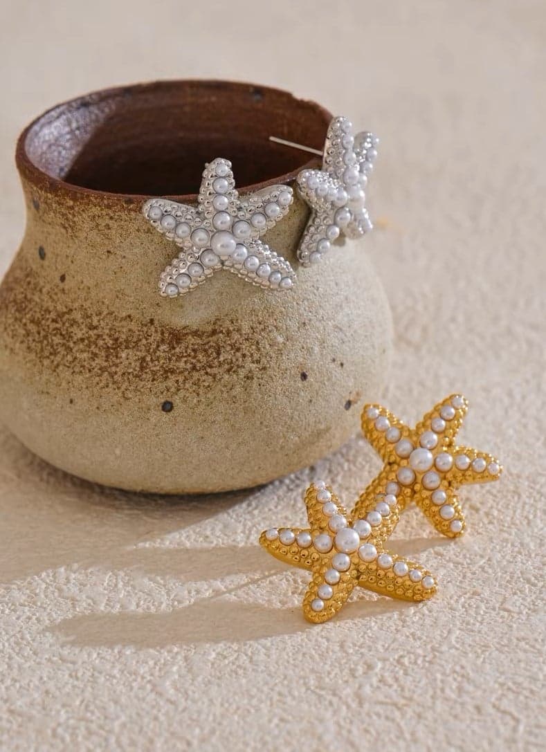 starfish earrings with pearls